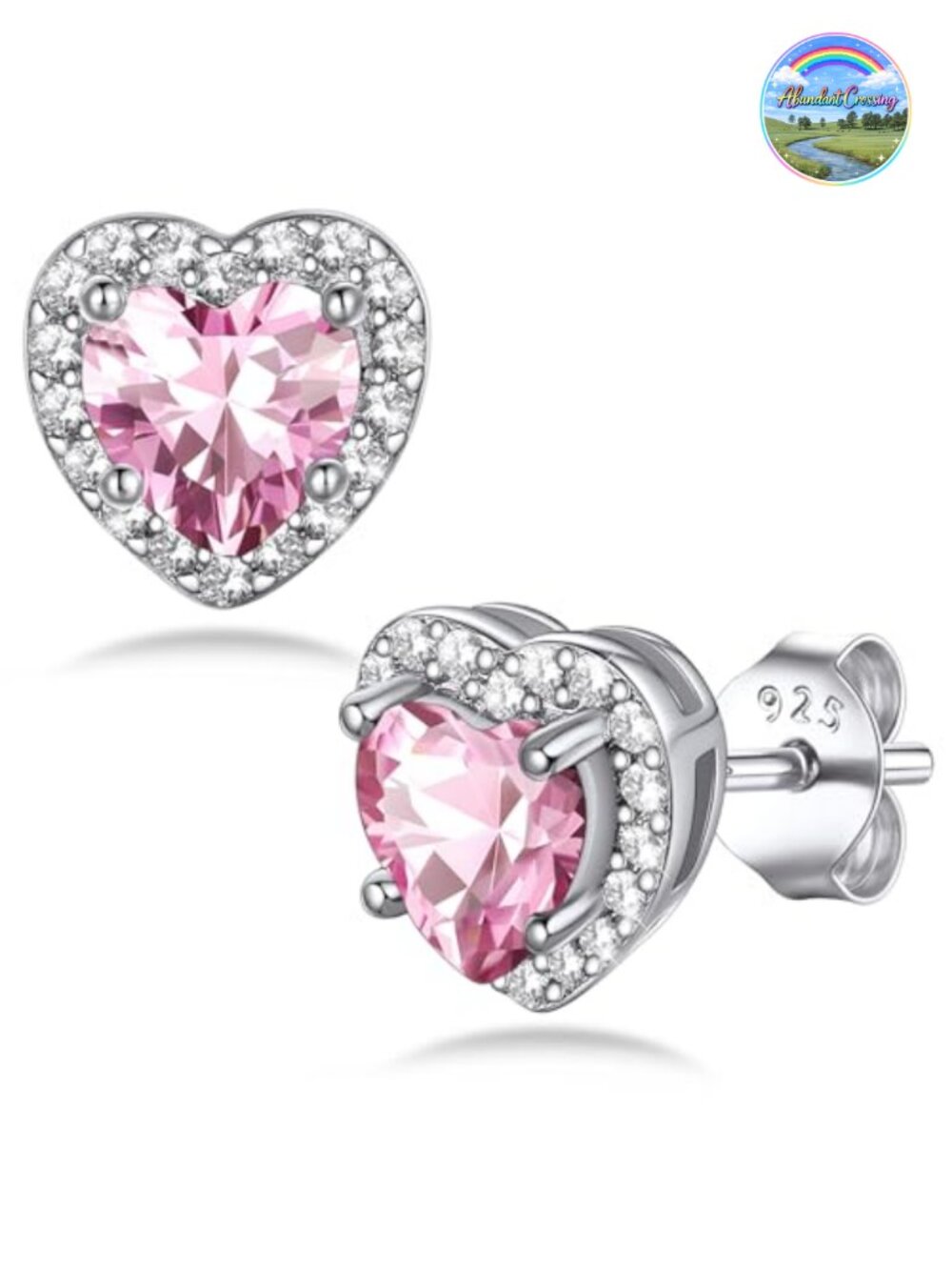 Sterling Silver Birthstone Stud Earrings Heart Solitaire